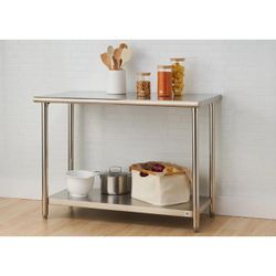 48”W Adjustable Shelf Height Stainless Steel Top Workbench By Rebriliant