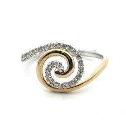 Woman’s Ladies 14k Two Toned White Yellow Gold Diamond Bypass Swirl Ring Size 6.5 GP3118399