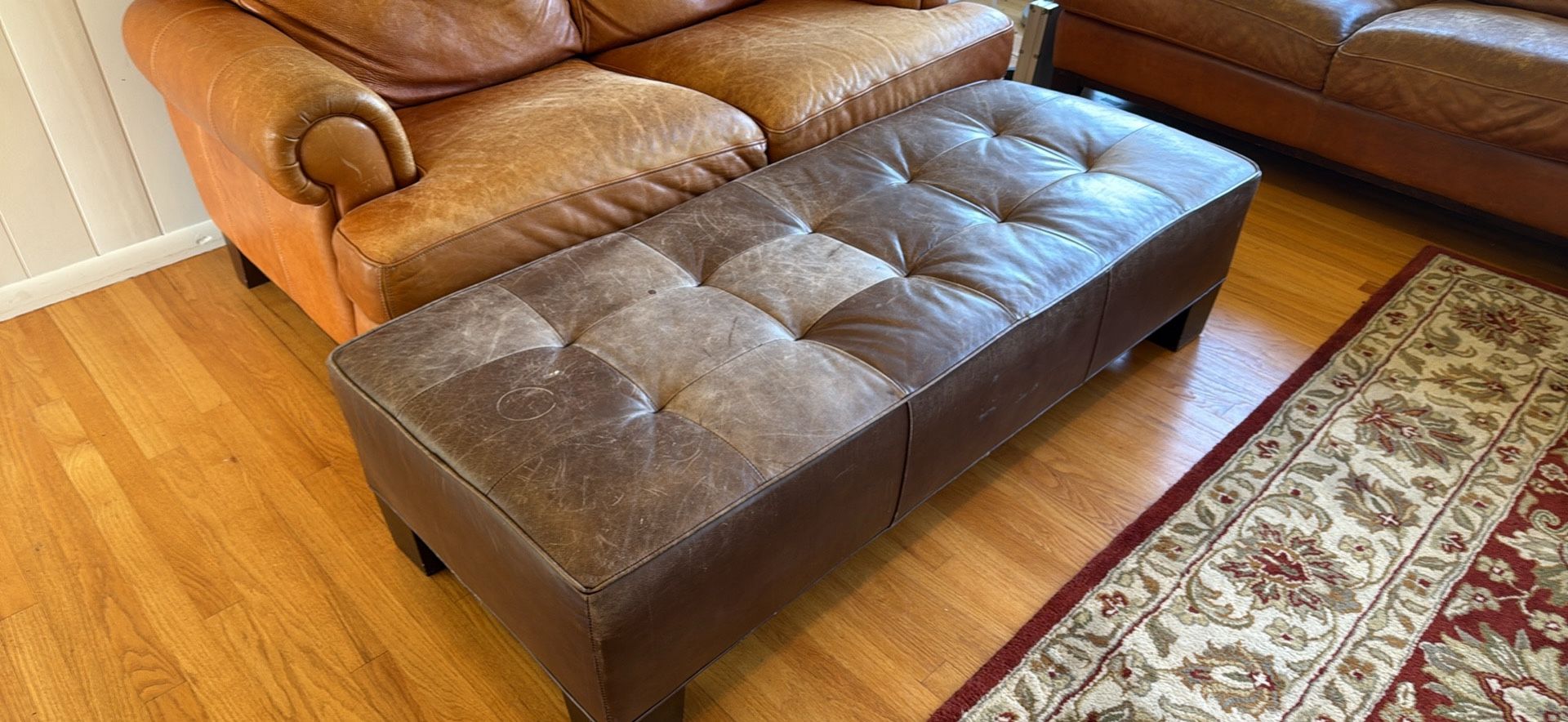 Chocolate Brown Leather Ottoman