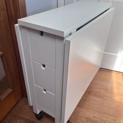 Norden IKEA White Gateleg Dining Table With Storage