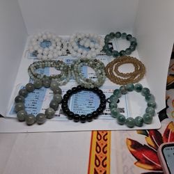 Certified Lot 9pcs Bracelets Necklaces Jade Beads