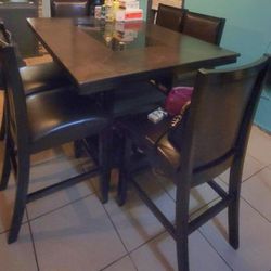**Moving Sale** Espresso Real Wood Counter Height Table & 6 Chairs
