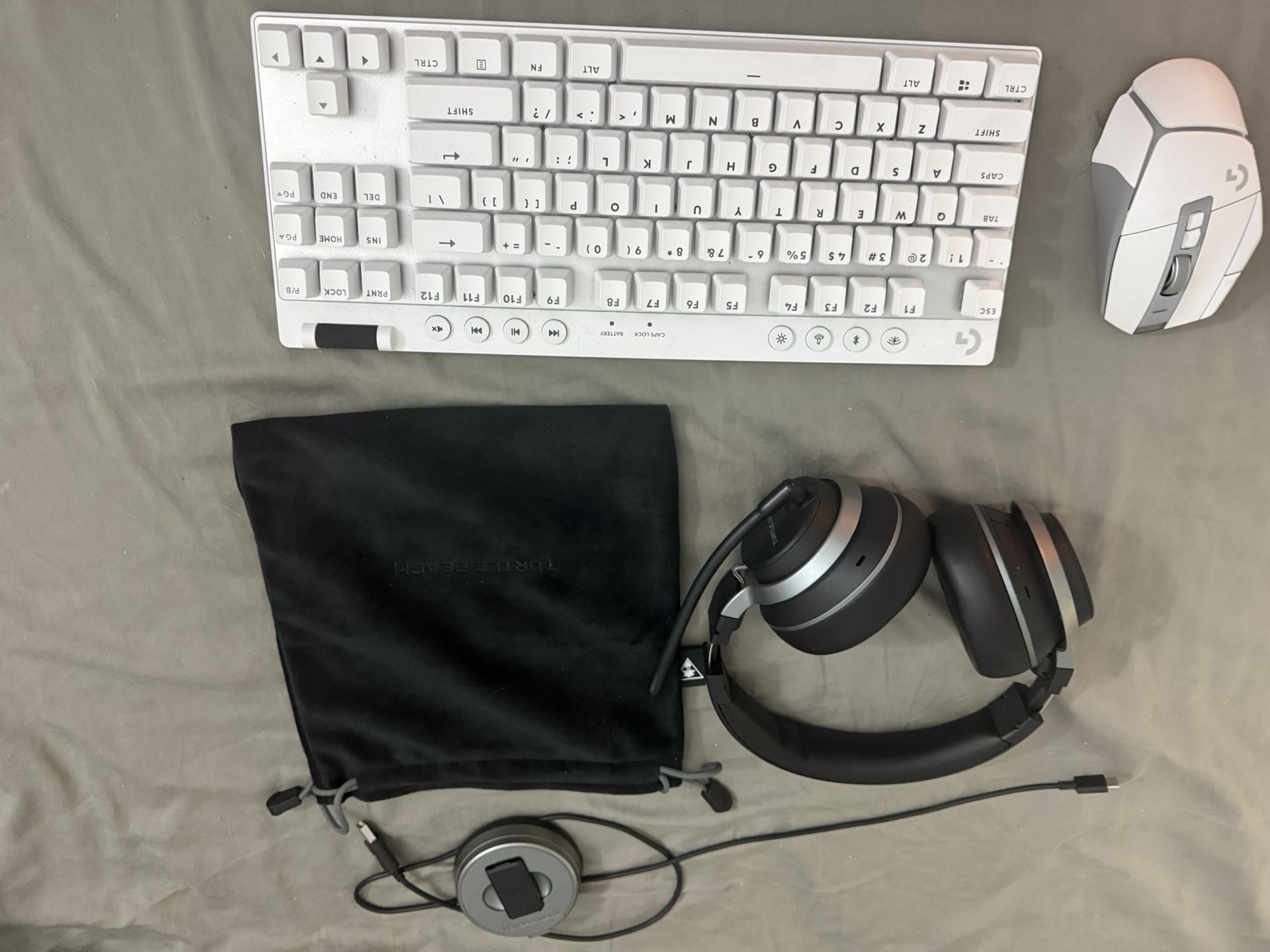 Logitech, Mouse And Keyboard. Turtle Beach Headset.