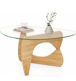 Assembled New Abstract Glass Coffee Table 32.5" x 22.5" x 15.5" Triangle Coffee Table Tempered Glass