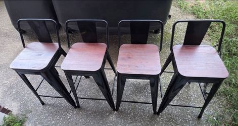 Wood and metal counter bar stools (4)
