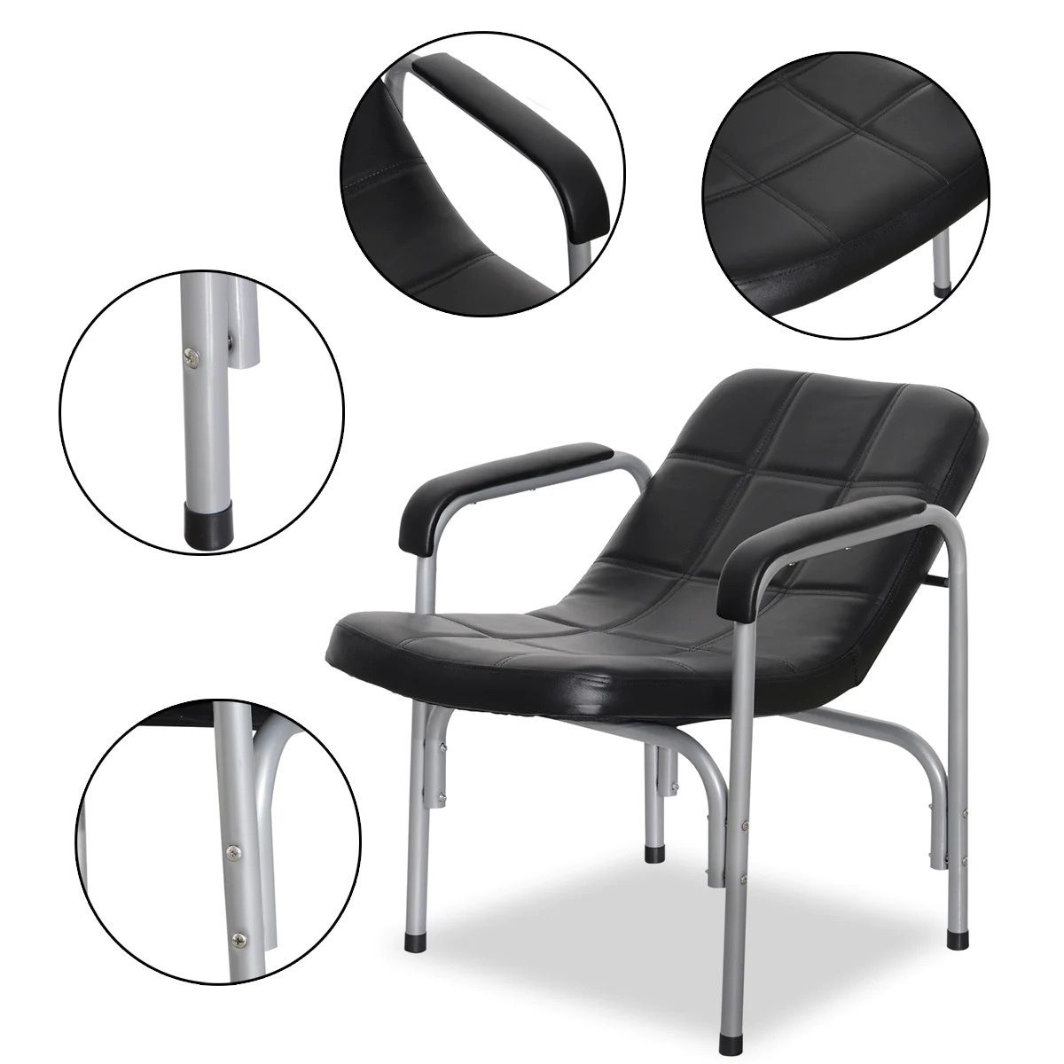 Black Faux Leather Shampoo Chair Hair Wash Station Model 7011