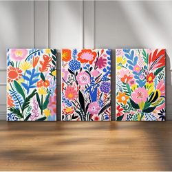 Matisse Flower Market Wall Art – Set of 3, 16x24” Canvas Floral Prints 3A-4