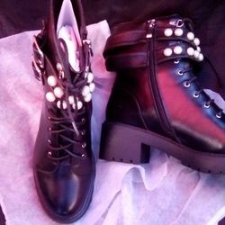 NEW! Pretty Little Things Black Combat Boots Size 8