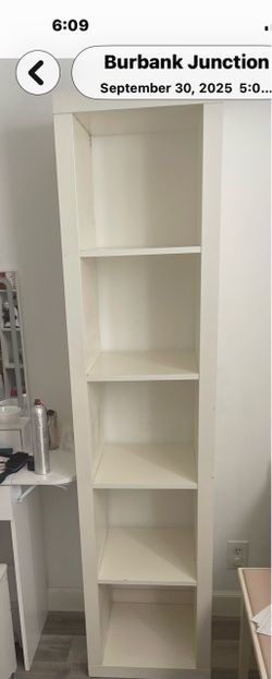 Tall White Bookshelf 5-Shelf Unit