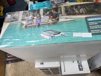 Aiper - Surfer M1 Solar Powered Automatic Robotic Pool Skimmer Cleaner, Lasts 12 Hours, App Control, Ultrasonic Detection - White