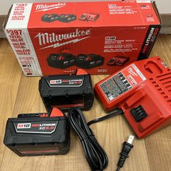 Milwaukee M18 18-Volt Lithium-lon XC Starter Kit with Two 5.0Ah Batteries and Charger