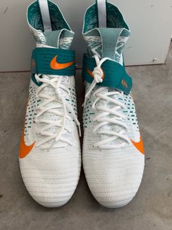 Nike Alpha Menace Elite Football Cleats White Teal Orange Flyknit Men’s