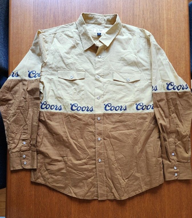NWOT Brixton x Coors Pearl Snap Long Sleeve Western Shirt Sz XL