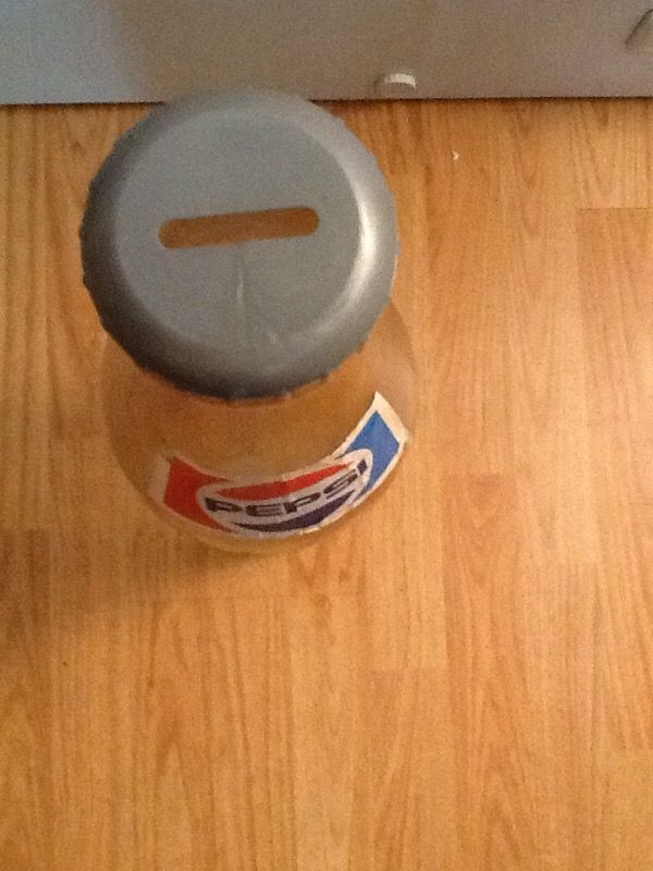 Vintage original Pepsi swirl plastic bottle bank, giant Pepsi bottle