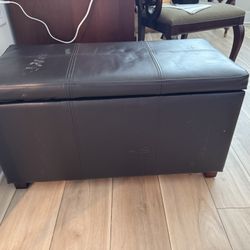 Leather Storage Bin Dark Brown 
