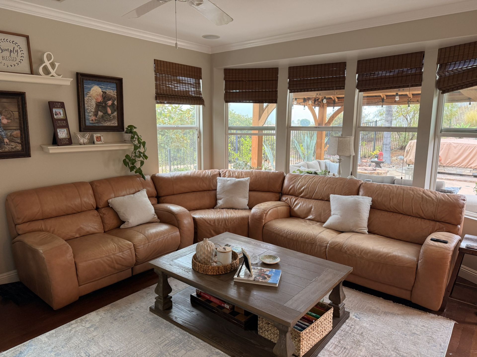 Leather Sectional With Electric Recliners
