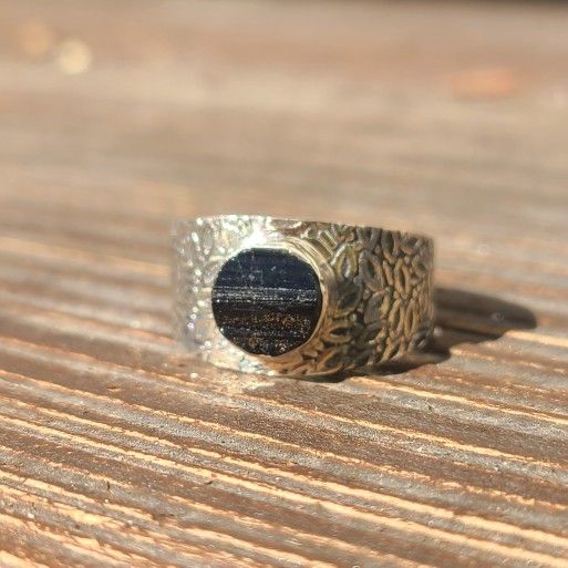 Rough Black Tourmaline 925 Ring