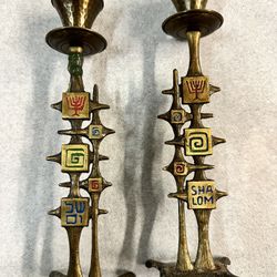 Set Of 2 Vintage Dayagi Shabbat candlestick holder