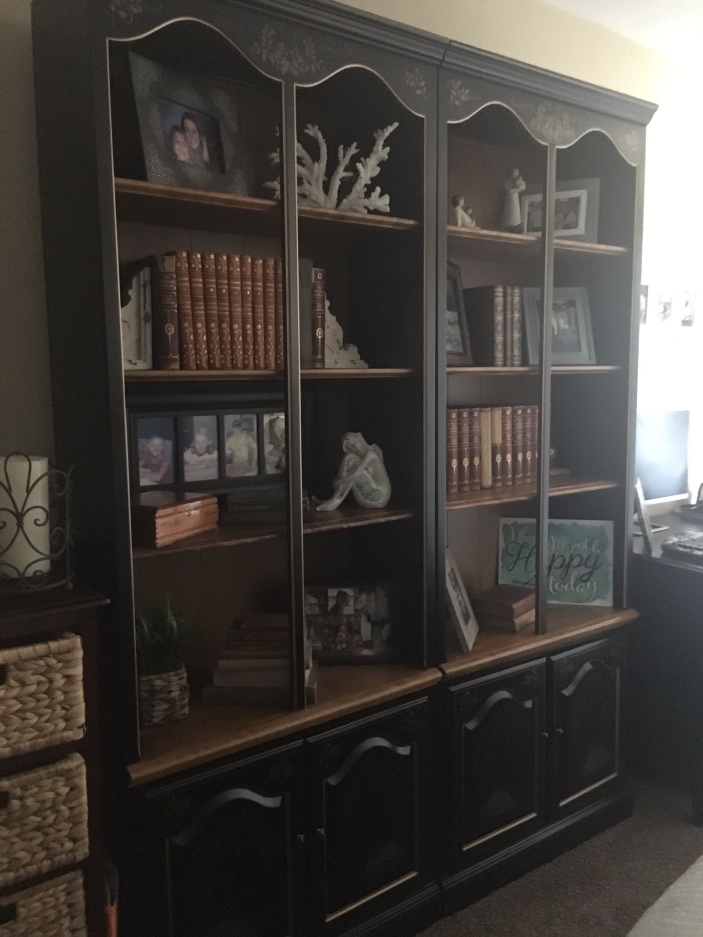 Bookshelves with storage underneath, excellent condition!