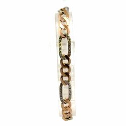Men’s 10k Two Toned White Yellow Gold 8.5” Inch 7.4mm Diamond Figaro Bracelet GP3131115