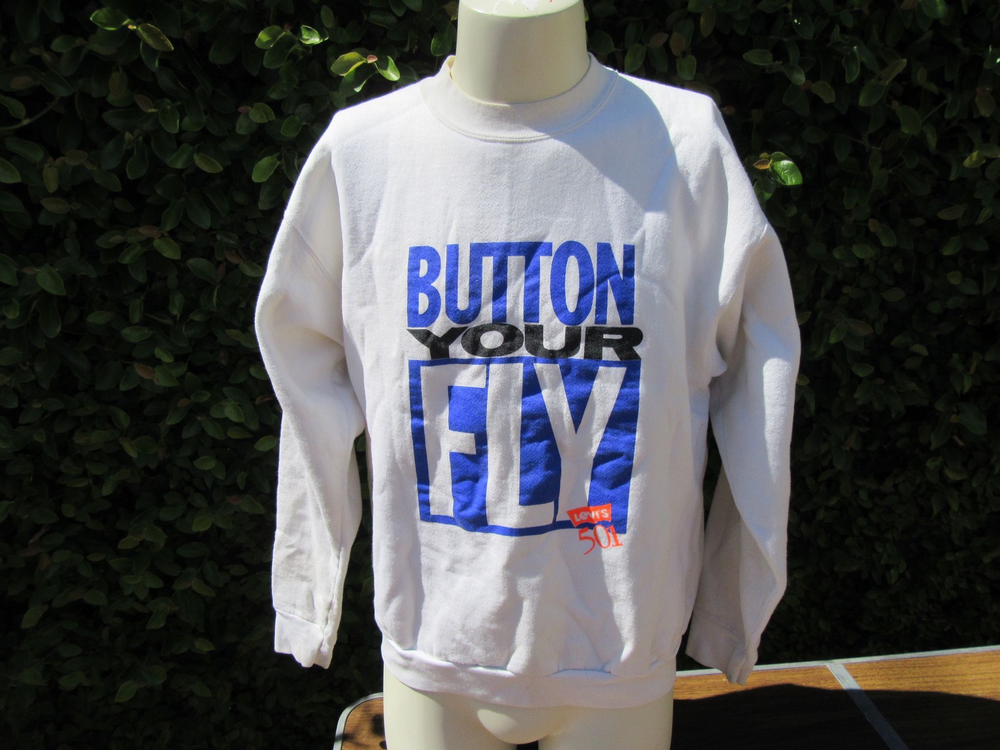 VINTAGE 90's Levi's 501 Button Your Fly White Pullover Sweatshirt Size XL
