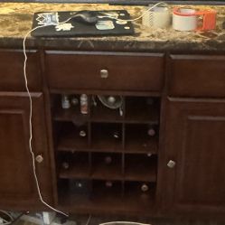Brown Marble Top Buffet Table