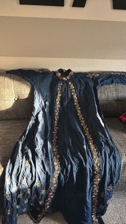 Heavy work blue kurti cover only M