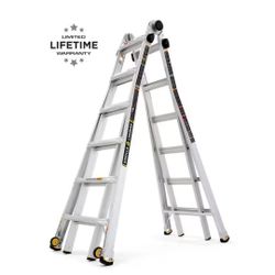 26' Feet Reach Aluminum Multi Position Ladder SEE PICS FOR MORE DETAILS retail For $500+ Selling For $400 Firm FIRM 
