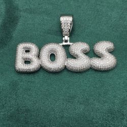 VVS D Moissanite BOSS Pendant 925 Silver Iced Out