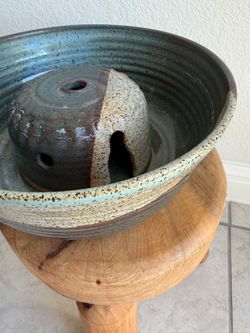 Handmade Ceramic Tabletop Water Fountain – Artisan Studio Pottery (Brand New Pump)