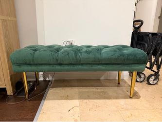43” emerald green bench, velvet