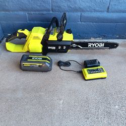 CHAINSAW RYOBI 40V BATTERY AND CHARGER INCLUDED 