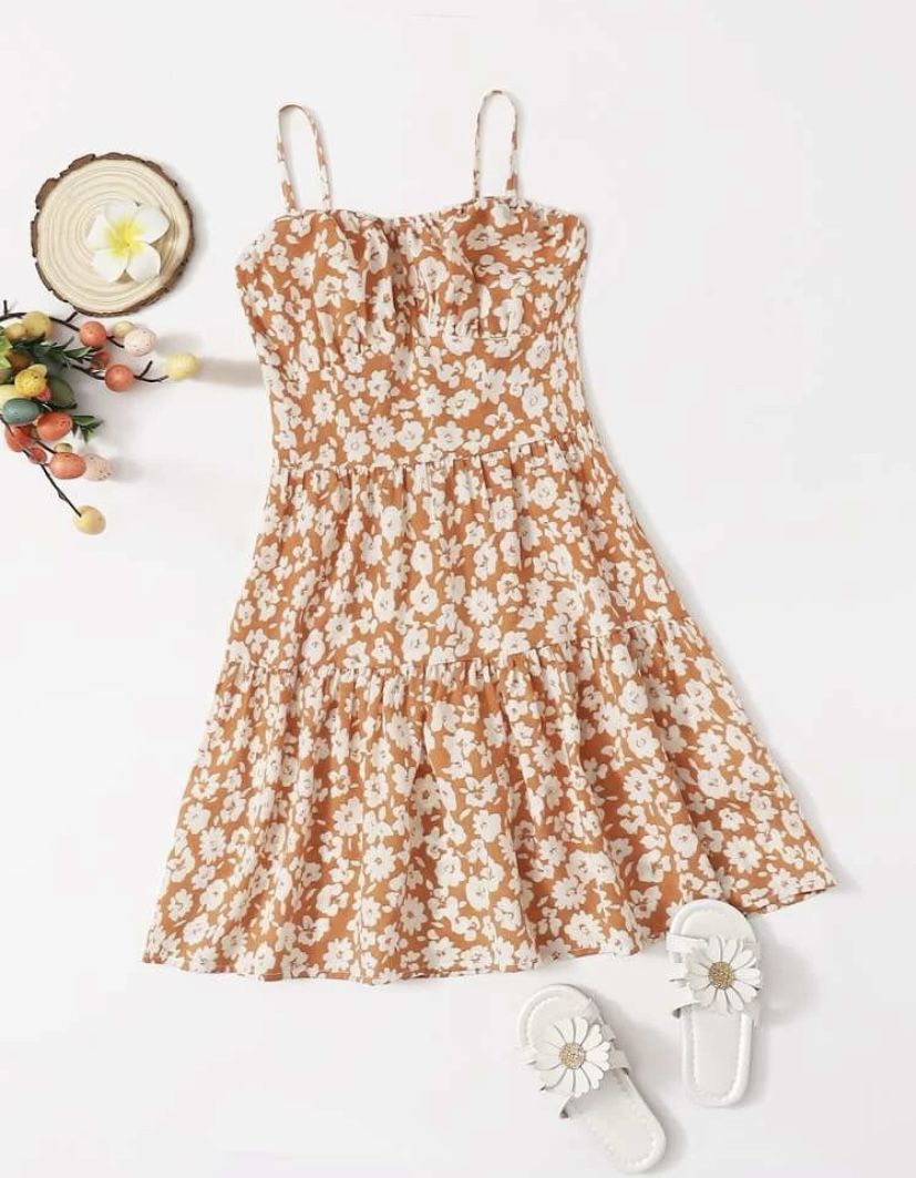 SHEIN, Girls Flounce Hem Sundress, Size (11-12Y)