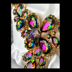 Mystic Purple Crystal Necklace & Earrings Set Jewelry