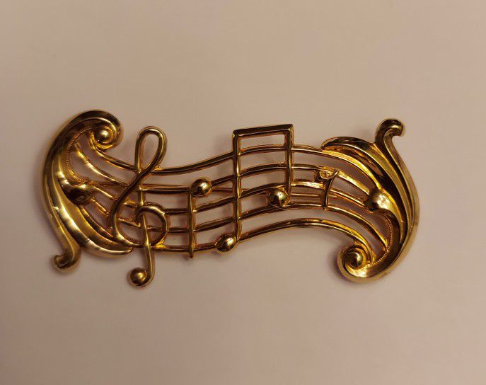 Beaucraft Sterling Gold Vermeil Music Staff Brooch Pin