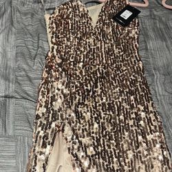 Brand New sequin Rose Gold dress