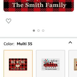 Personalized Doormat with Name, Custom Door Mat Floor Mat Welcome Mat Buffalo Plaid Be Mine Heart Arrow Indoor Outdoor Entrance Rug Mat for Kitchen Ba