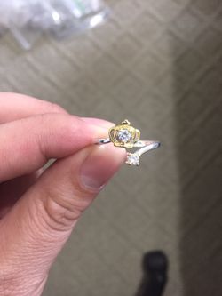 Gold Crown Silver Adjustable Opening Ring