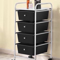 Yaheetech 4 Drawers Cart Rolling Plastic Storage Cart and Organizer Metal Frame Plastic Drawers Plastic Trolley Organizer on Wheels, Black  New not as