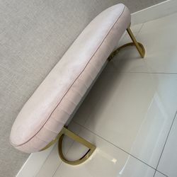 Pink Velvet & Gold Bench