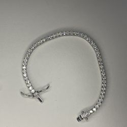 Round Brilliant Cut Moissanite On Solid .925 Sterling Silver Tennis Bracelet