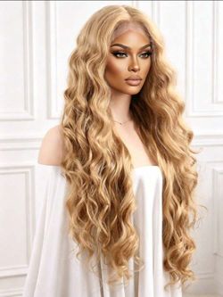Honey blonde human hair lace front wig