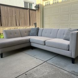Gray Sectional Sofa Couch With Left Facing Chaise
