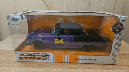 1/24 Jada Bigtime Muscle 1955 Chevrolet Bel Air Purple / Matte Black