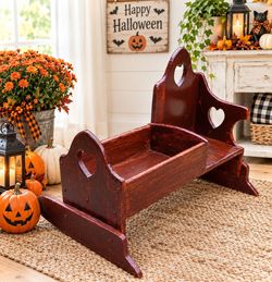 Vintage Cottage Heart Cut Out Toddler Seat With Doll Bed Or Use For Fall Mums or Decor