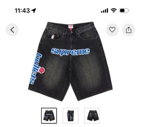 SS26 - Supreme Mitchell & Ness Washington Bullets Baggy Denim Short  Black Size 36 & 34