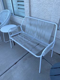 Outdoor white loveseat/bench