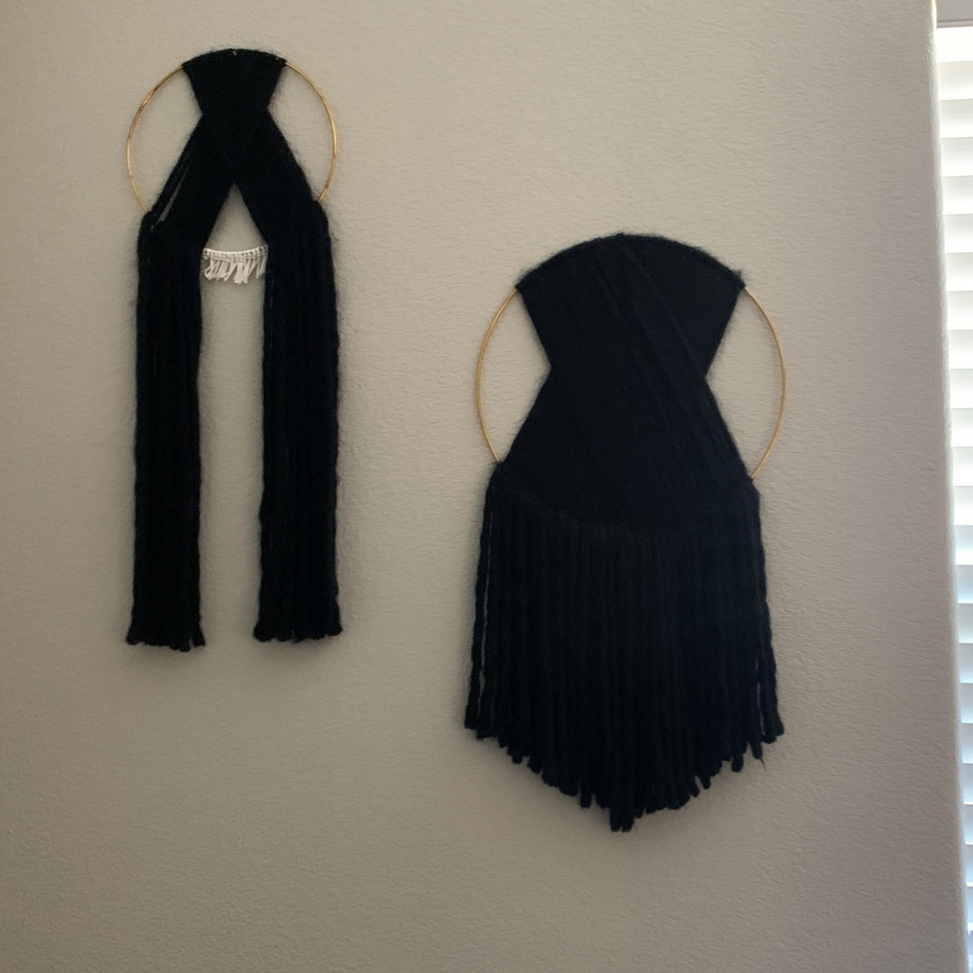 Black macramé wall hanging