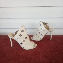 STEVE MADDEN denim river slip on mule stilettos size 7