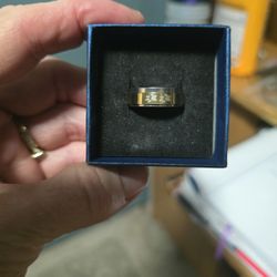 Size 9 Gold Stainless Steel Band With Engraved Paws
